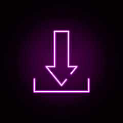 Poster - download, arrow neon icon. Elements of stratup set. Simple icon for websites, web design, mobile app, info graphics