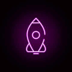 Poster - rocket, spaceship neon icon. Elements of stratup set. Simple icon for websites, web design, mobile app, info graphics