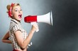 © BillionPhotos.com - Portrait of woman holding megaphone, dressed in pin-up style