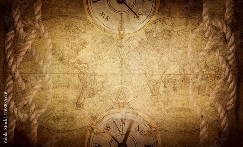 Ancient vintage adventure background. Retro style. Science, education, travel...