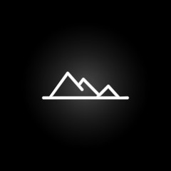 Poster - Mountains neon icon. Elements of summer set. Simple icon for websites, web design, mobile app, info graphics
