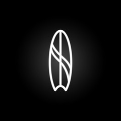 Poster - Surf board neon icon. Elements of summer set. Simple icon for websites, web design, mobile app, info graphics