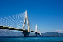 Landscape With Suspension Bridge In Greece