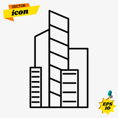 Poster - Outline City Icon isolated on grey background. Modern simple flat symbol for web site design, logo, app, UI. Editable stroke. Vector illustration. Eps10