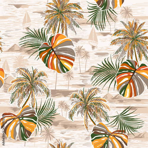 vintage-bezszwowe-dlon-opuszcza-wzor-wyspy-na-monotonia-krajobraz-z-palmami-plaza-i-ocean-wektor-recznie-rysowane-styl