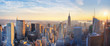 Panoramic view of Empire State Building and Manhatten at sunset. New York city. New York. USA