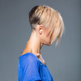 Fototapeta  - Haircut. Hairstyle, woman with short hair