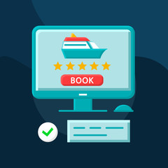 Poster - Cruise booking flat concept vector icon