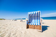 Beach in Westerland with the typical german roofed beach chairs or 