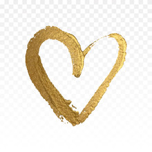 Gold Glitter Heart Isolated On White. 