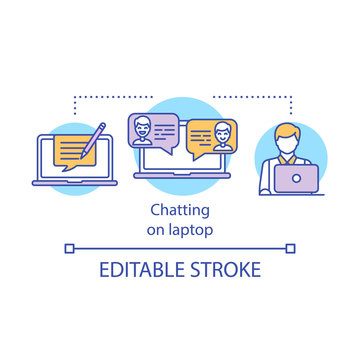 Chatting on laptop concept icon