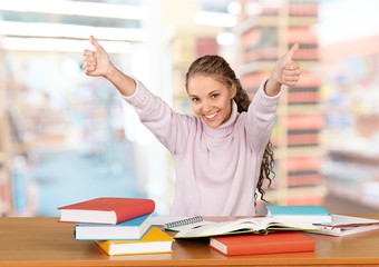 Wall Mural - Young Female College Student  on background