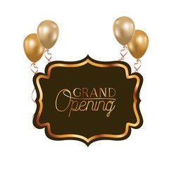 Sticker - frame and helium balloons with label grand opening