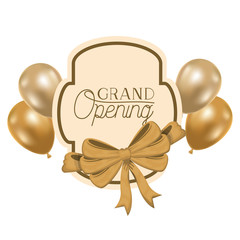 Canvas Print - frame and helium balloons with label grand opening