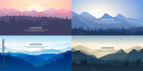 Fotografía A set of mountain vector landscapes in a flat style