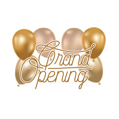 Wall Mural - grand opening label with helium balloons