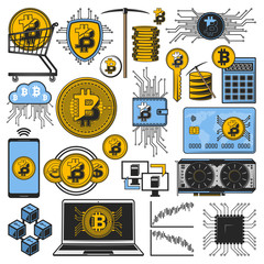 Aufkleber - Bitcoin cryptocurrency, money blockchain mining