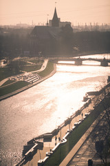 Sunset view of the River Pregolya (Pregel) and Koenigsberg Cathedral