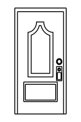 Wall Mural - door icon cartoon black and white