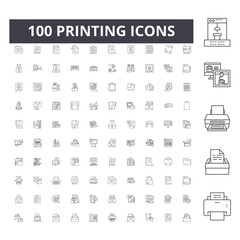 Printing line icons, signs, vector set, outline concept illustration