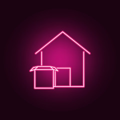 Poster - warehouse neon icon. Elements of Real Estate set. Simple icon for websites, web design, mobile app, info graphics