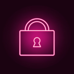 Poster - lock line neon icon. Elements of Real Estate set. Simple icon for websites, web design, mobile app, info graphics