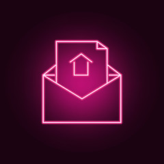 Poster - Open envelope for lette neon icon. Elements of Real Estate set. Simple icon for websites, web design, mobile app, info graphics