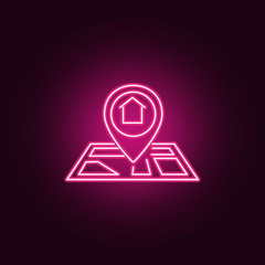 Poster - Map point neon icon. Elements of Real Estate set. Simple icon for websites, web design, mobile app, info graphics