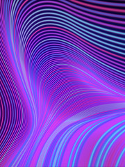 Poster - Modern style abstraction with composition made of various blue colored lines. Wave band geometric pattern. 3d rendering