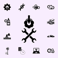 Poster - Arrow, gear, wrench icon. Repair icons universal set for web and mobile