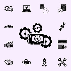 Poster - Video card repair, gears icon. Repair icons universal set for web and mobile
