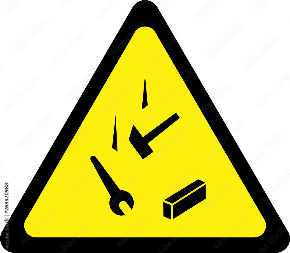 Warning sign with falling objects Stock Illustration | Adobe Stock