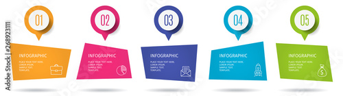 Fotomural Banner 5 steps business infographic template with step up options