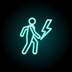 Aufkleber - lightning strike neon icon. Elements of Insurance set. Simple icon for websites, web design, mobile app, info graphics