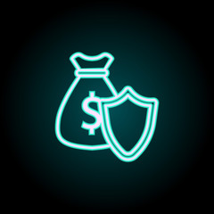 Poster - protection of savings neon icon. Elements of Insurance set. Simple icon for websites, web design, mobile app, info graphics