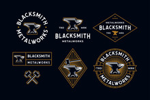Blacksmith Logo Set Blue Background