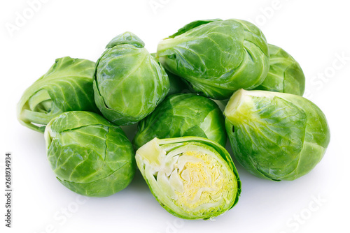 Brussels sprouts on white background Poster Mural XXL