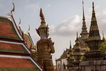 Back side of Giant Yaksha Demon Statue guarding the Grand Place in Bangkok, Thailand