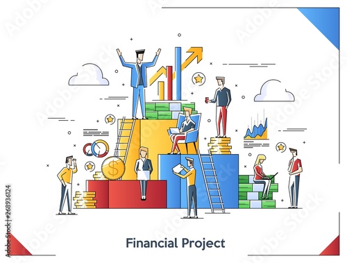 Flat Linear Illustration Of Financial Project Concept The Company