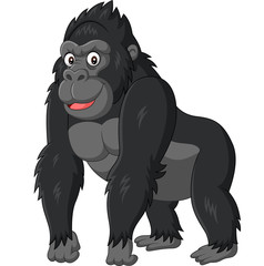Wall Mural - cartoon funny gorilla on white background