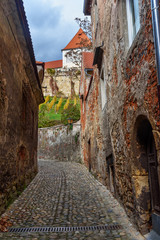 Sticker - Narrow street in old town of Ptuj in Slovenia