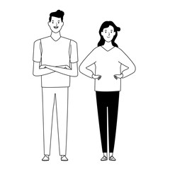 Poster - couple avatar cartoon character in black and white