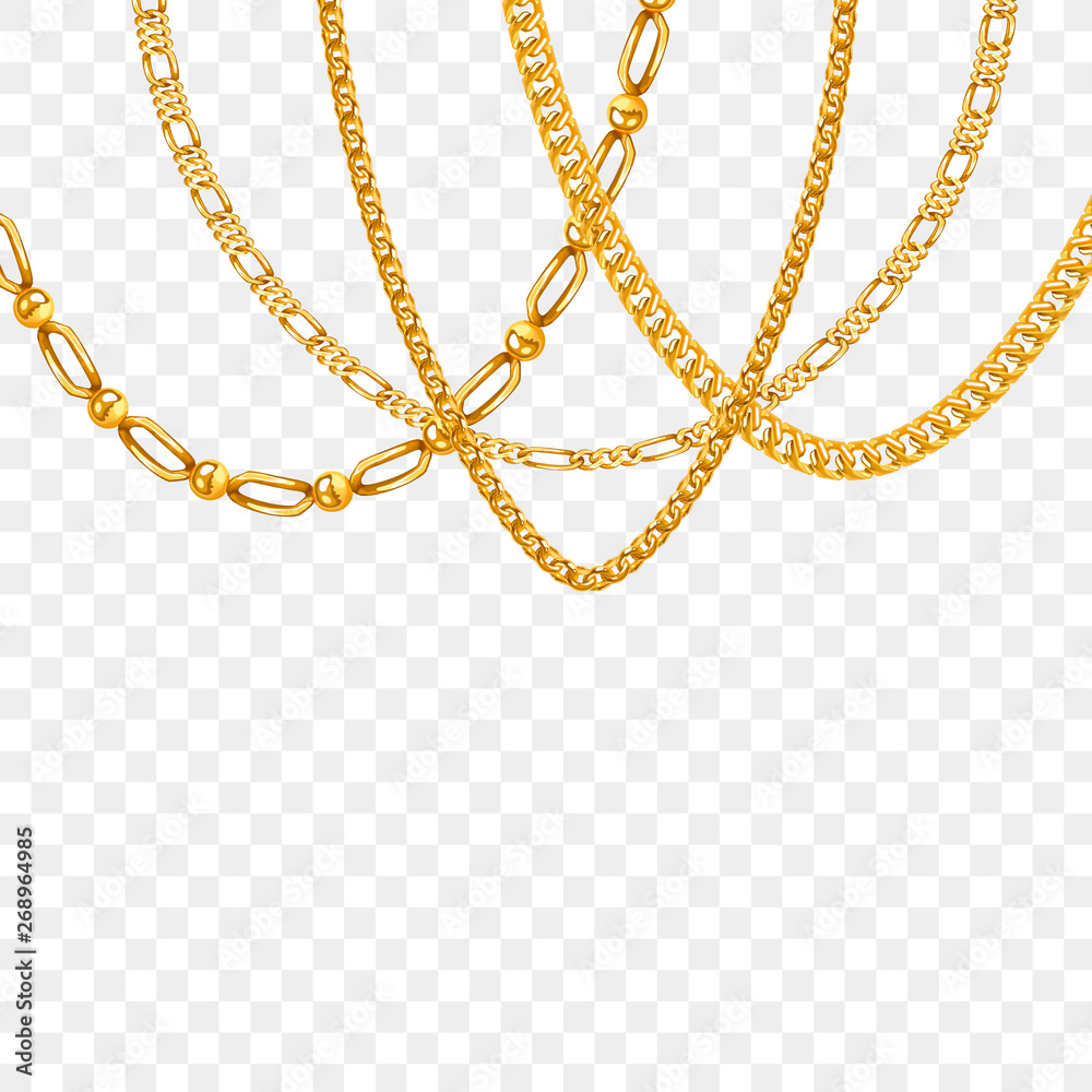 Gold chain isolated. Vector necklace Stock Vector | Adobe Stock
