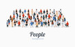 © hobbitfoot - Template for advertising brochure with people crowd in shape of rectangle.