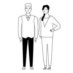 Poster - couple avatar cartoon character in black and white