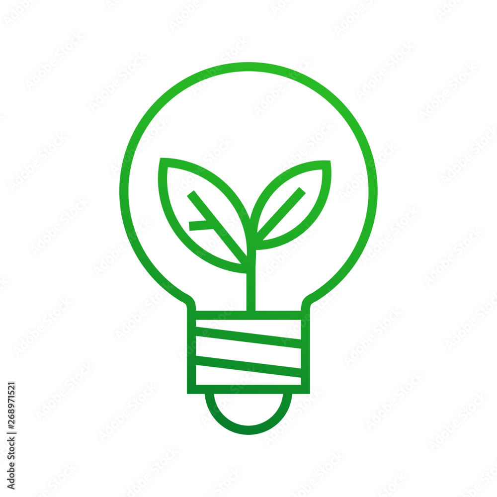 Ekologiczna żarówka logo wektor - obrazy, fototapety, plakaty 