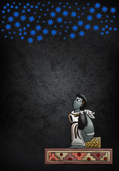 Mayan Aztec Astronomer Observing the constellations in the night illustration