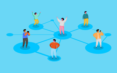 connecting people. social network concept. refer a friend program.