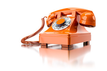 Wall Mural - old orange dial-up phone