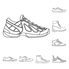 Sticker - Vector design of shoe and footwear logo. Collection of shoe and foot stock vector illustration.